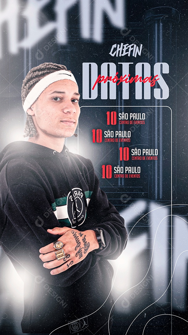 Flyer Agenda Próximos Shows Chefin Social Media PSD Editável