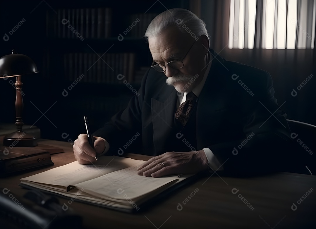 Advogado Escrevendo Em Seu Escritório De Advocacia Imagem Inteligência Artificial