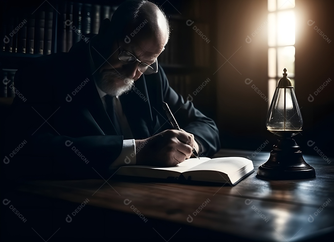 Advogado Escrevendo Em Seu Escritório De Advocacia Imagem Inteligência Artificial