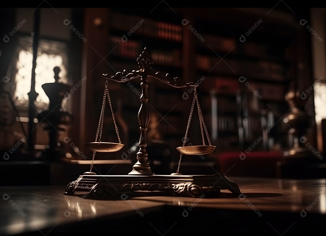 Balança Da Justiça Em Mesa De Escritório Imagem Inteligência Artificial