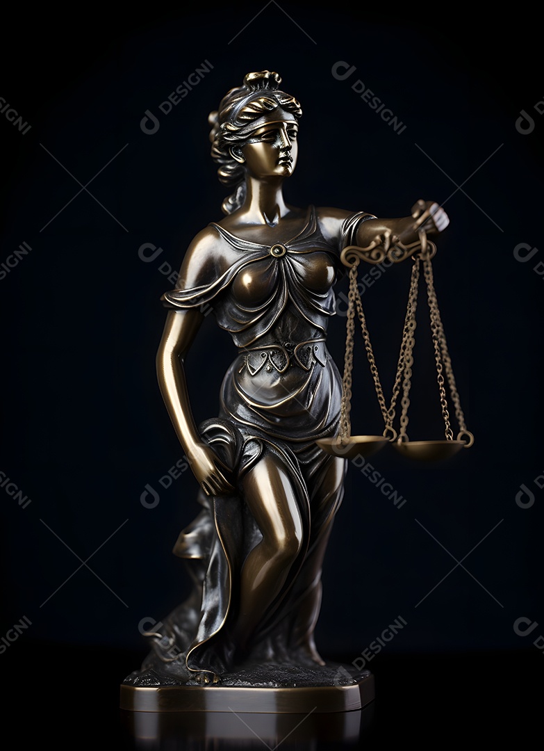 Estátua Da Justiça Símbolo De Advogados Fundo Isolado Preto Imagem Inteligência Artificial