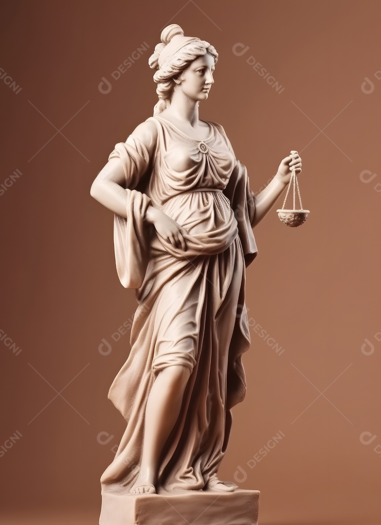 Estátua Da Justiça Símbolo De Advogados Fundo Isolado Marrom Imagem Inteligência Artificial
