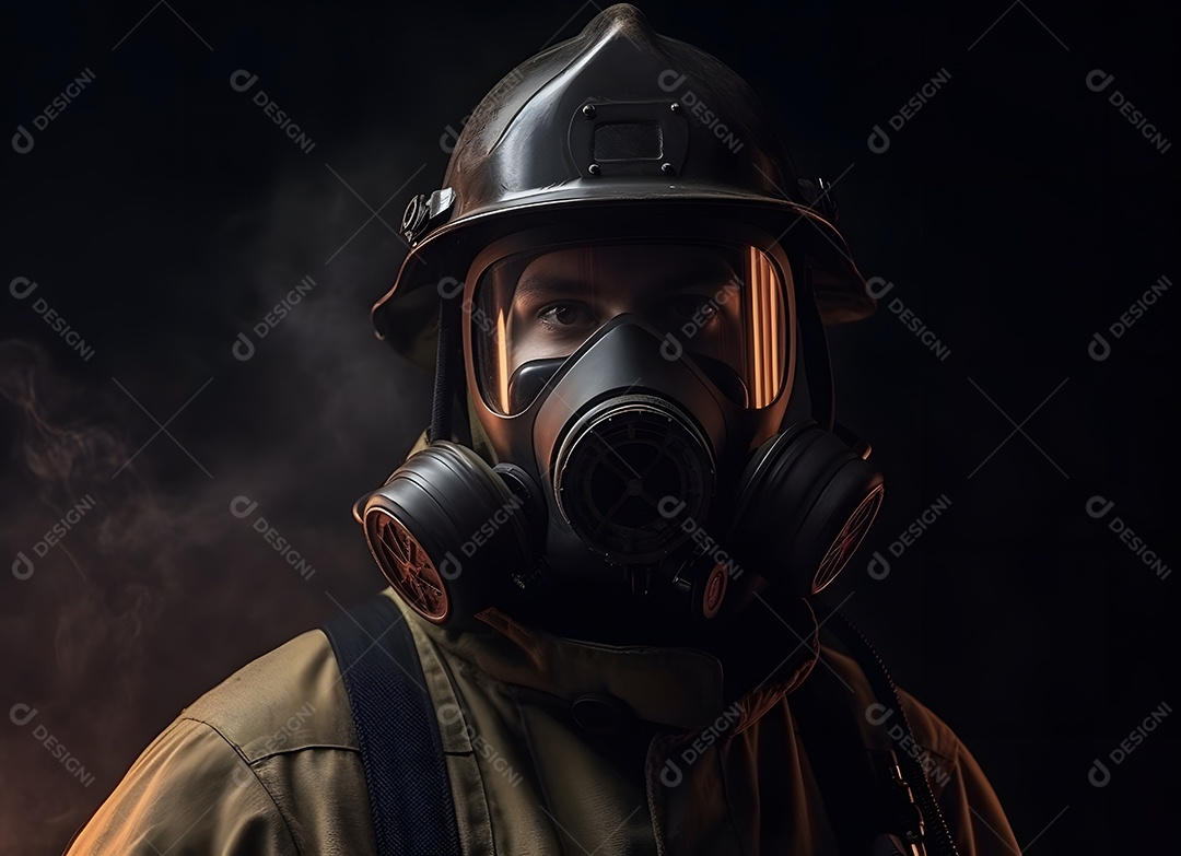 Bombeiro Com Máscara De Fumaça Imagem Inteligência Artificial