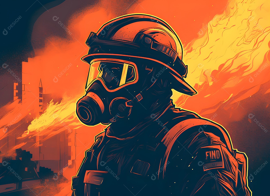 Bombeiro Com Máscara De Fumaça Imagem Inteligência Artificial