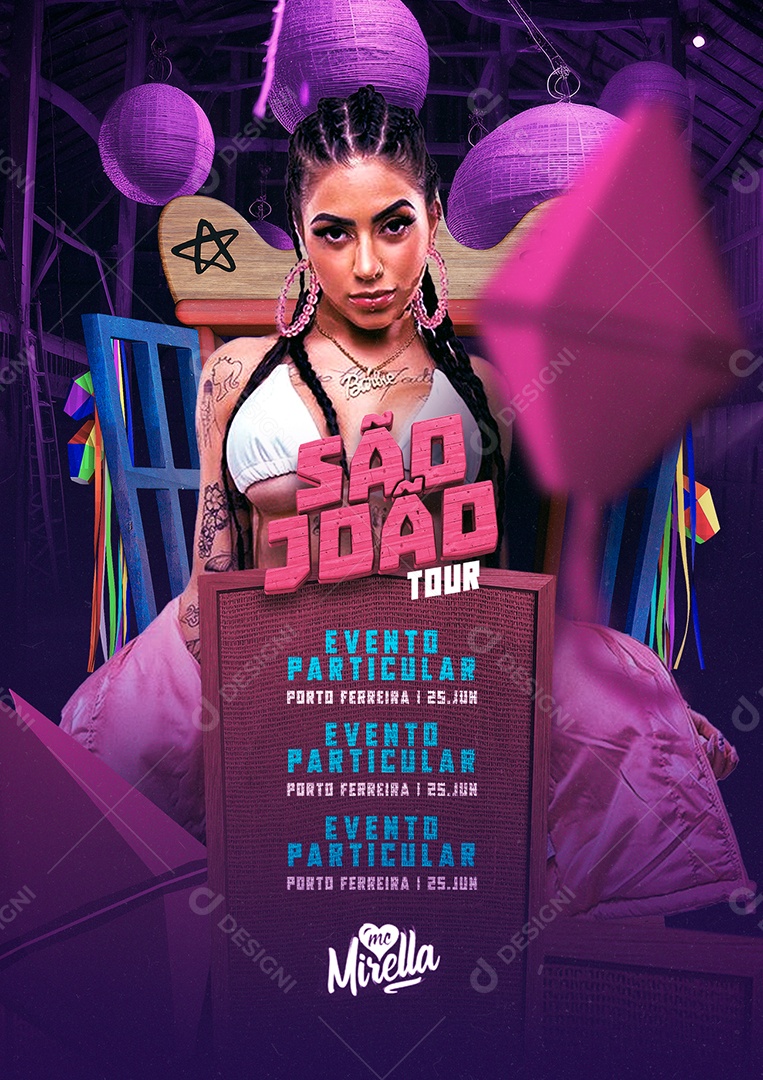 São João Tour Flyer Mc Mirella Social Media PSD Editável