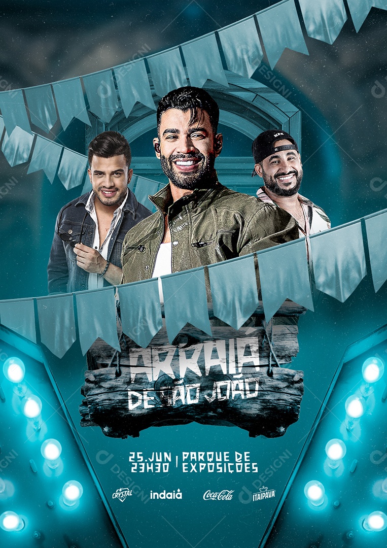 Arraiá De Sâo João Flyer Ávine Vinny Gusttavo Lima Raí Saia Rodada Social Media PSD Editável