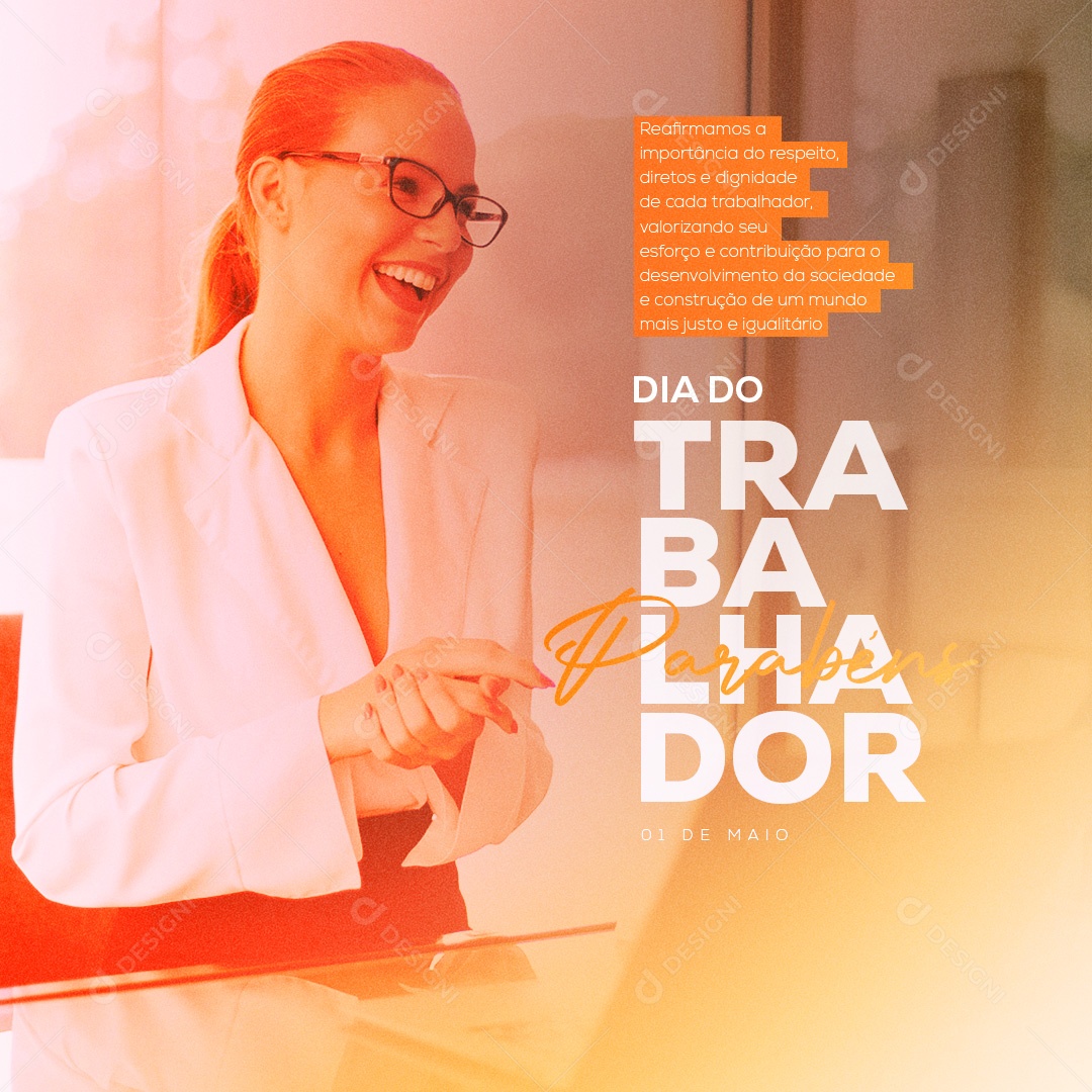 Dia do Trabalhador Parabéns 1 de Maio Social Media PSD Editável