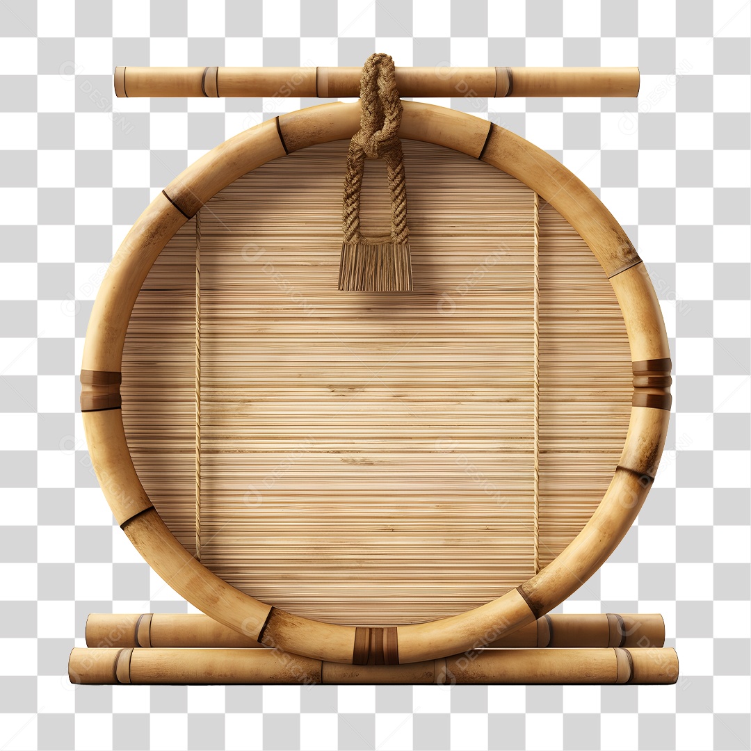 Elemento De Bambu Redondo 3D De São João Para Composição PNG Transparente
