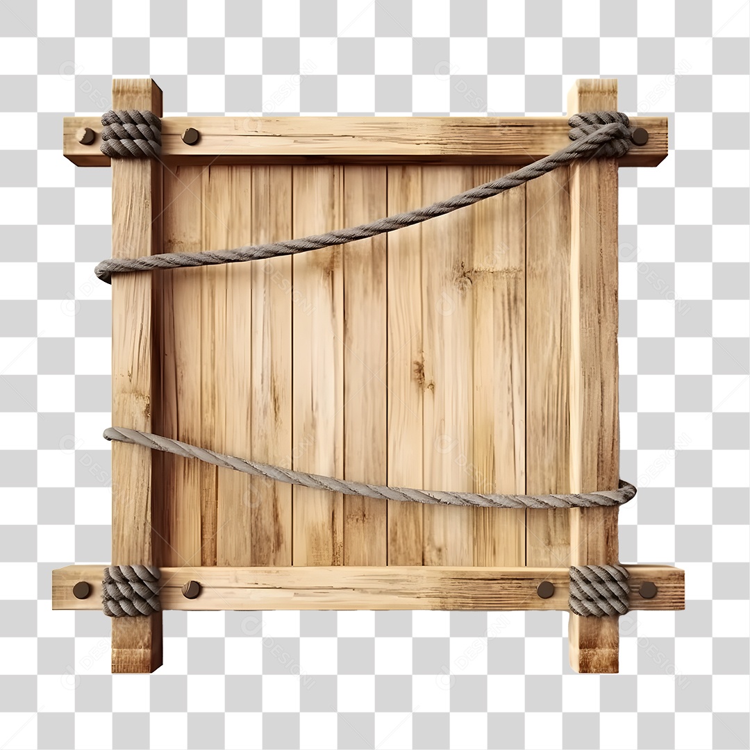 Elemento 3D Placa De Madeira Quadrada  De São João Para Composição PNG Transparente