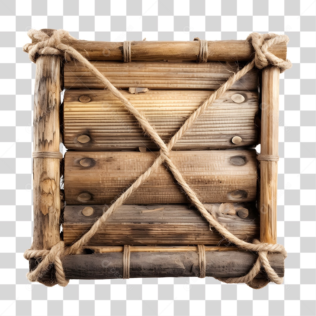 Elemento 3D Placa De Madeira Quadrada  De São João Para Composição PNG Transparente