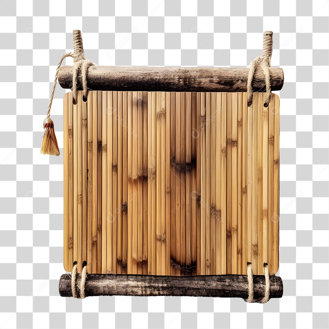 Elemento 3D Placa De Madeira Quadrada  De São João Para Composição PNG Transparente