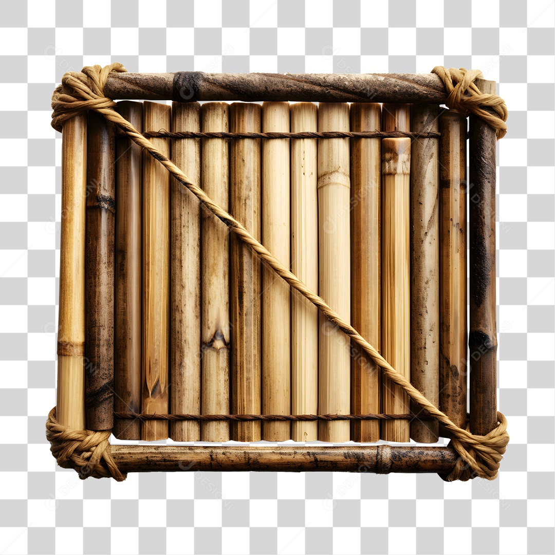 Elemento De Bambu Quadrado 3D De São João Para Composição PNG Transparente