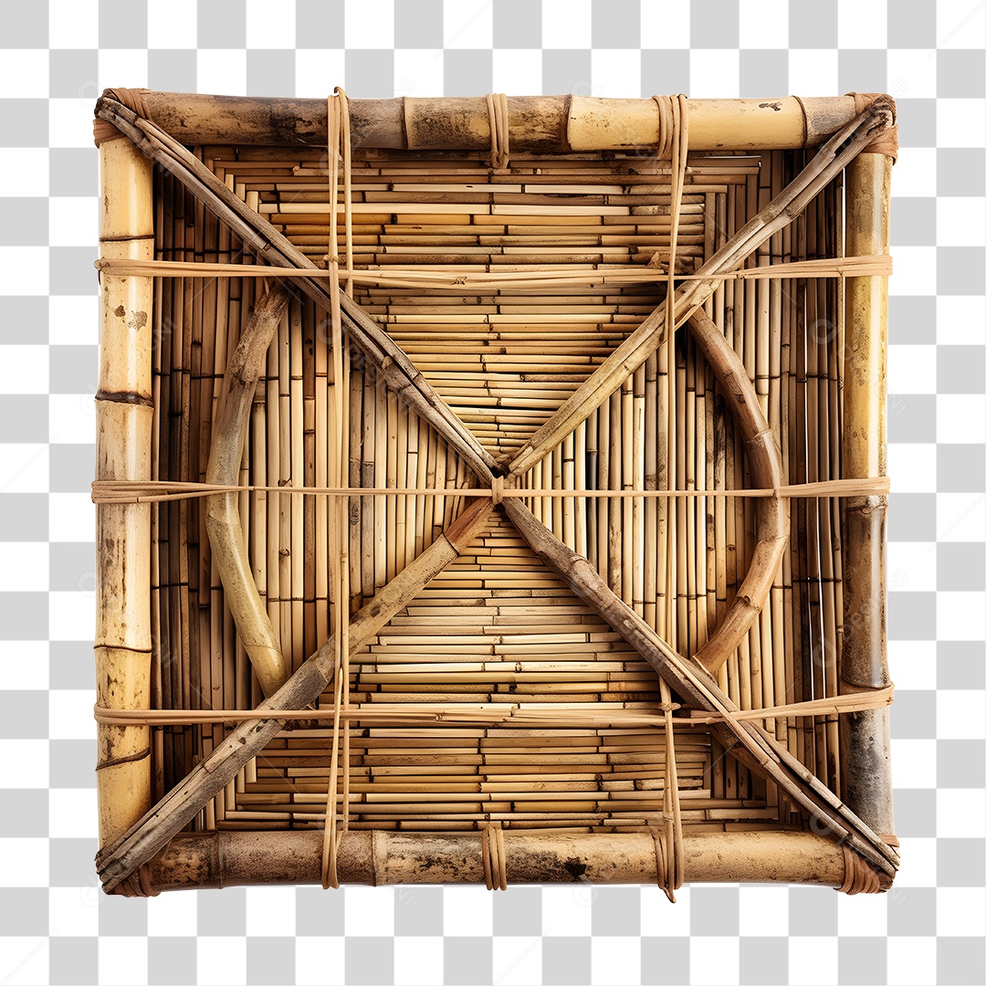 Elemento De Bambu Quadrado 3D De São João Para Composição PNG Transparente