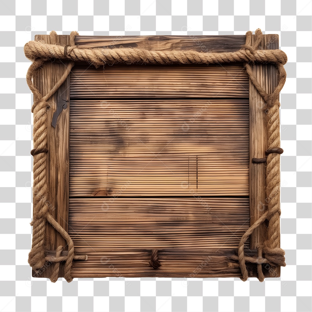 Elemento 3D Placa De Madeira Quadrada  De São João Para Composição PNG Transparente