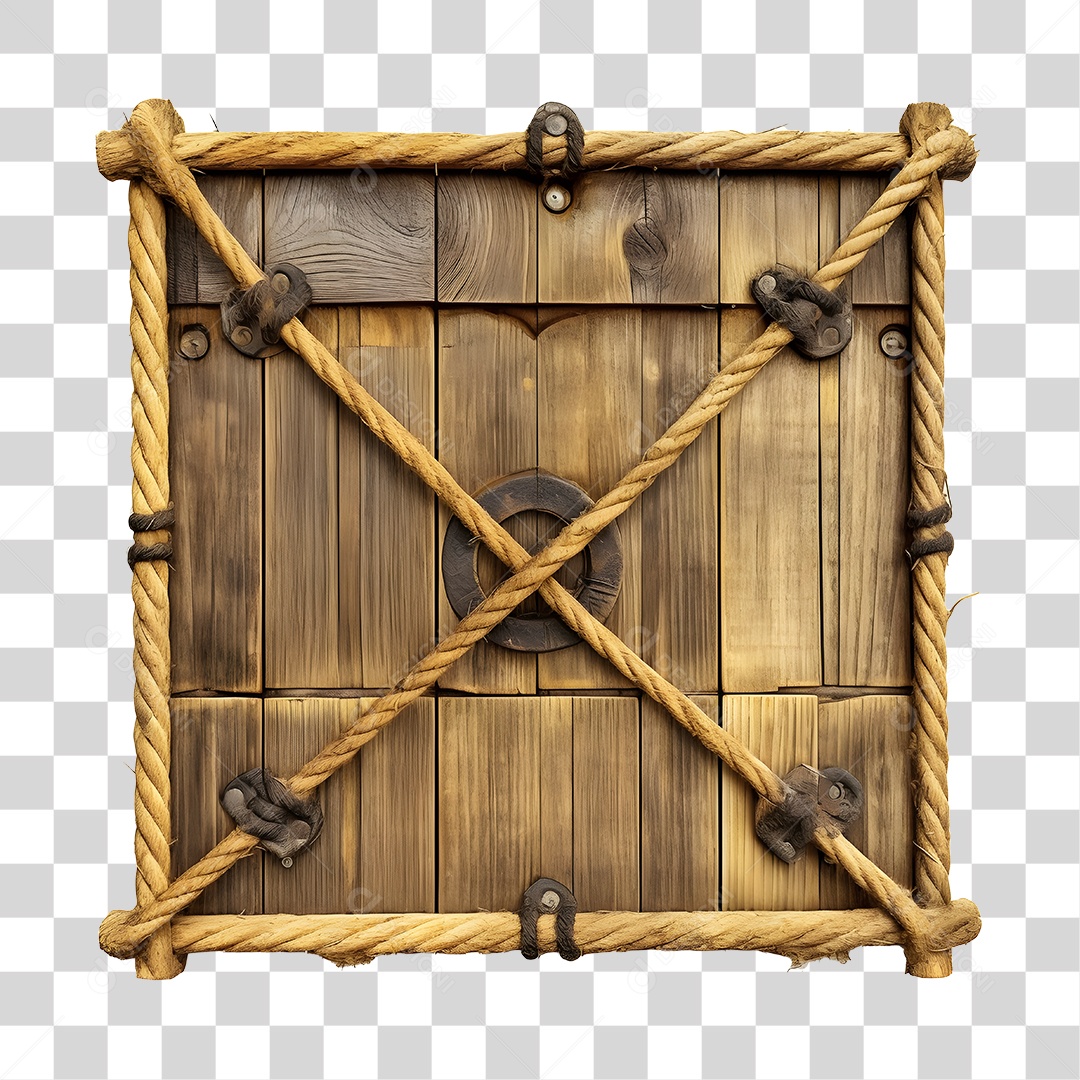 Elemento 3D Placa De Madeira Quadrada  De São João Para Composição PNG Transparente