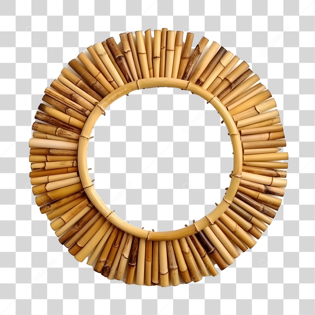 Elemento De Bambu Redondo 3D De São João Para Composição PNG Transparente
