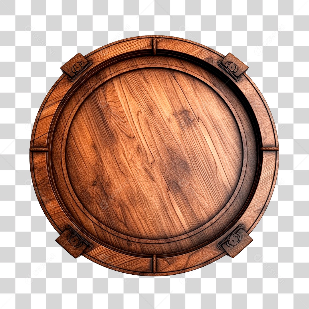 Elemento 3D Para Composição Placa de Madeira Circular PNG Transparente