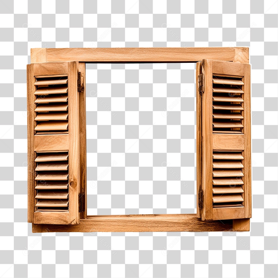 Elemento 3D Para Composição Janela de Madeira de São João PNG Transparente