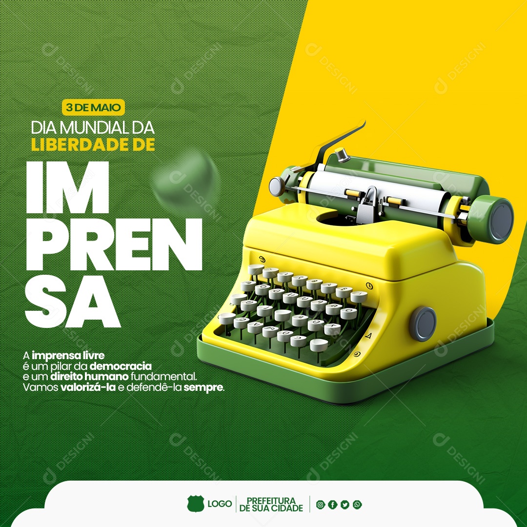 Dia Mundial da Liberdade de Imprensa Social Media PSD Editável