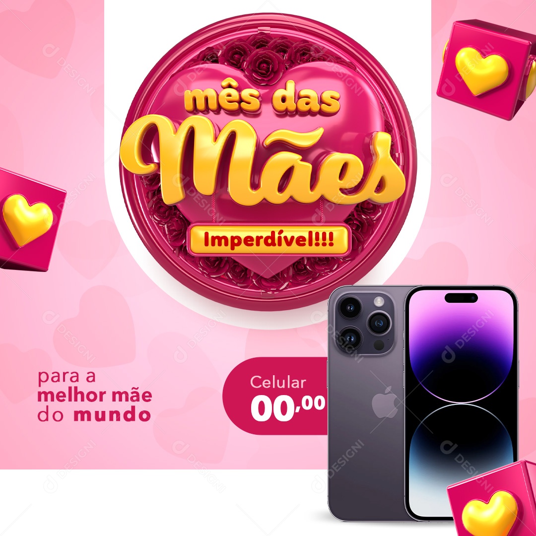 Social Media Mês Das Mães Celular PSD Editável