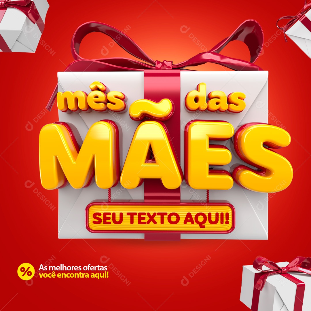 Selo 3D Mês Das Mães Presente Para Composição PSD