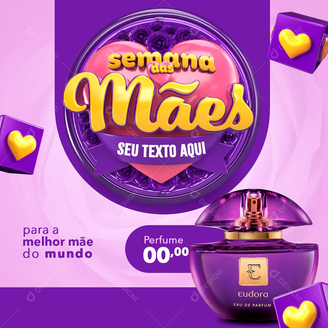 Social Media Semana Das Mães Perfumaria Roxo PSD Editável