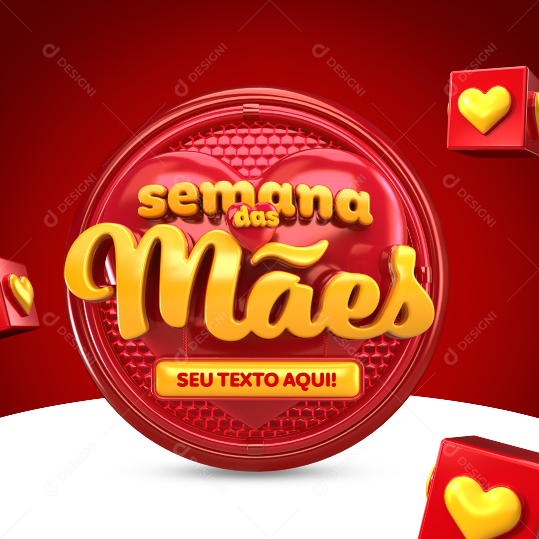 Selo 3D Semana Das Mães Vermelho Para Composição PSD