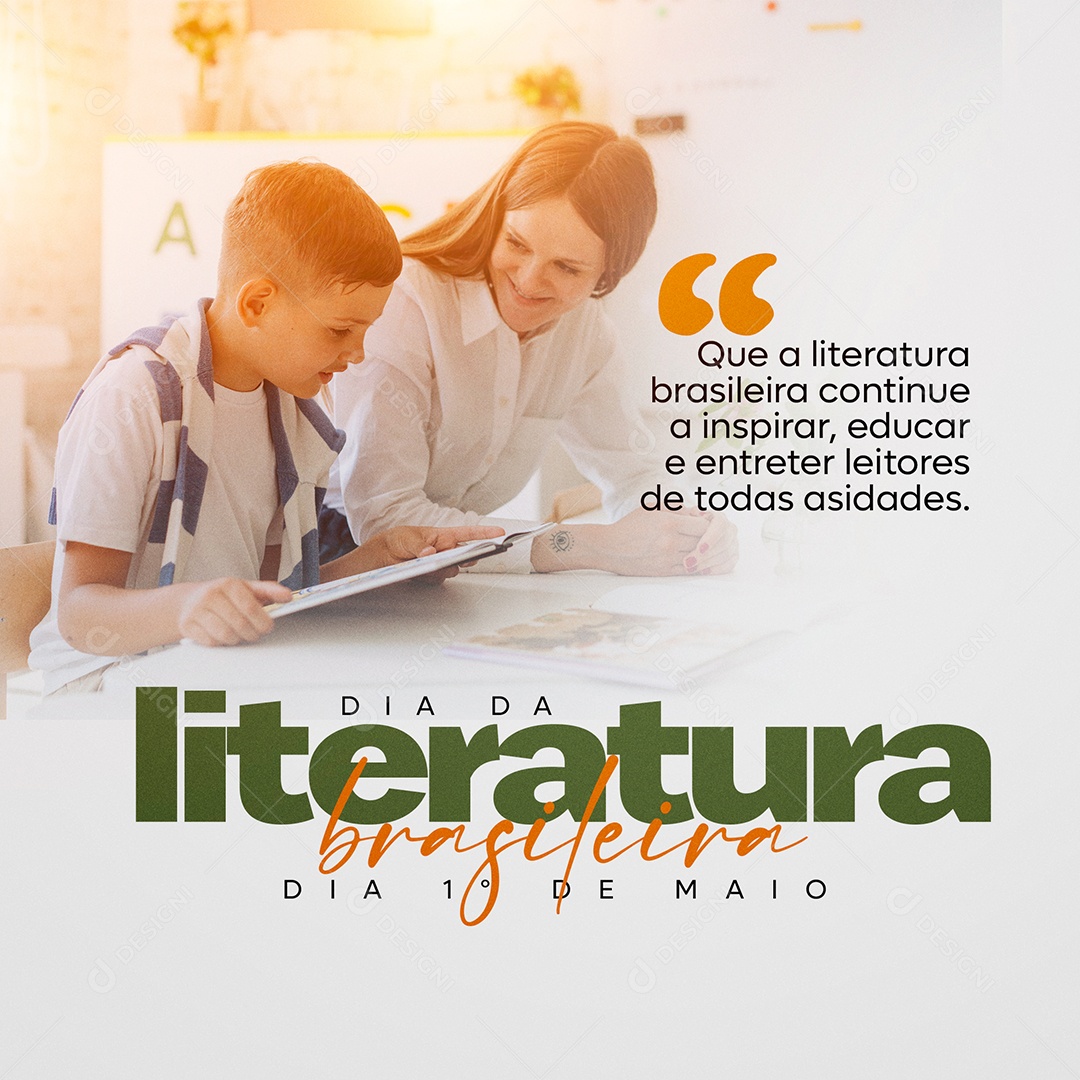 Que A Literatura Brasileira Continue a Inspirar Dia Da Literatura Brasileira Social Media PSD Editável