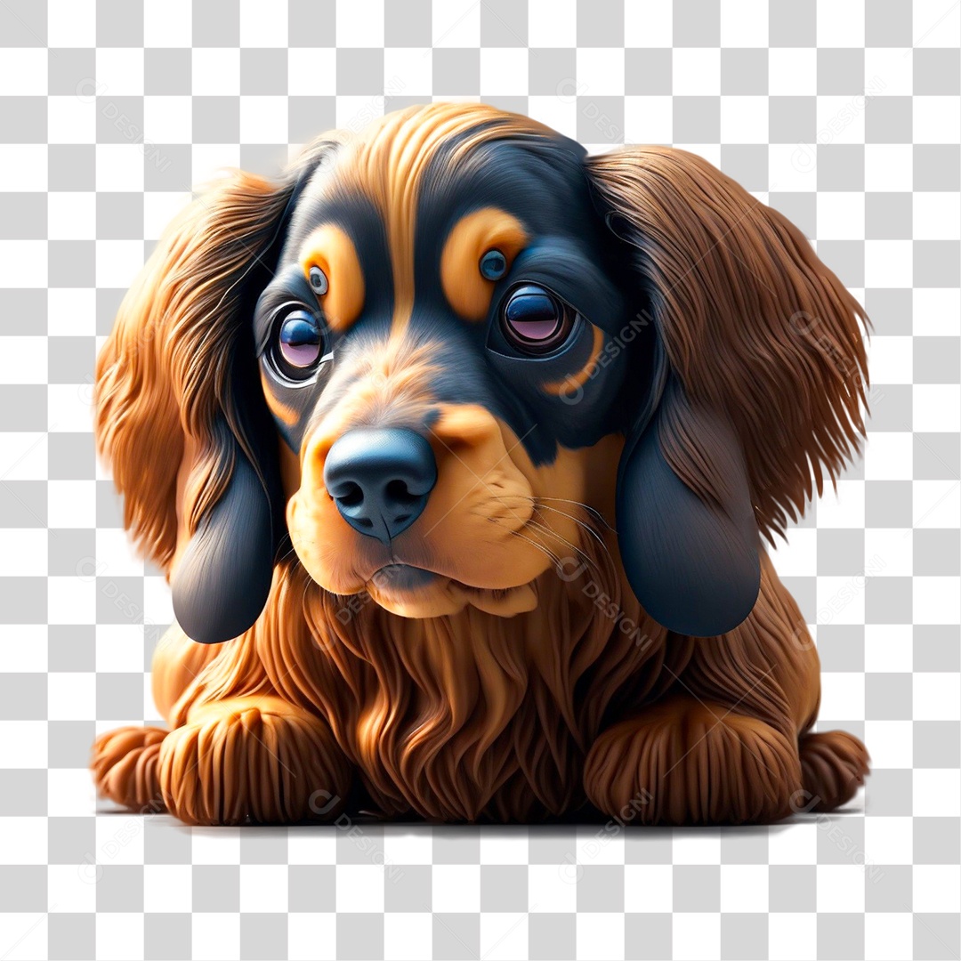 Cachorro Preto e Marrom Deitado PNG Transparente