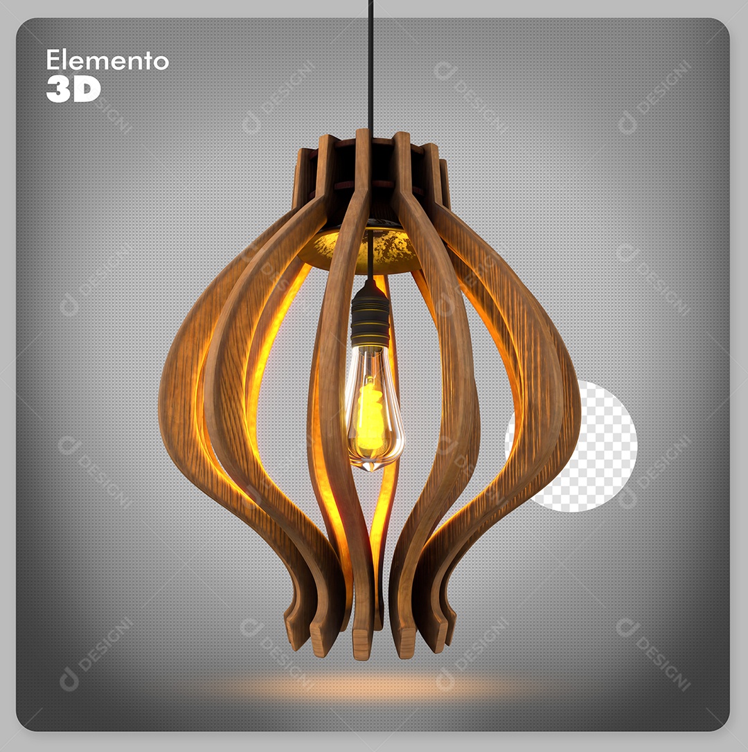 Luminaria De Madeira Elemento 3D De Iluminação Para Composição PSD