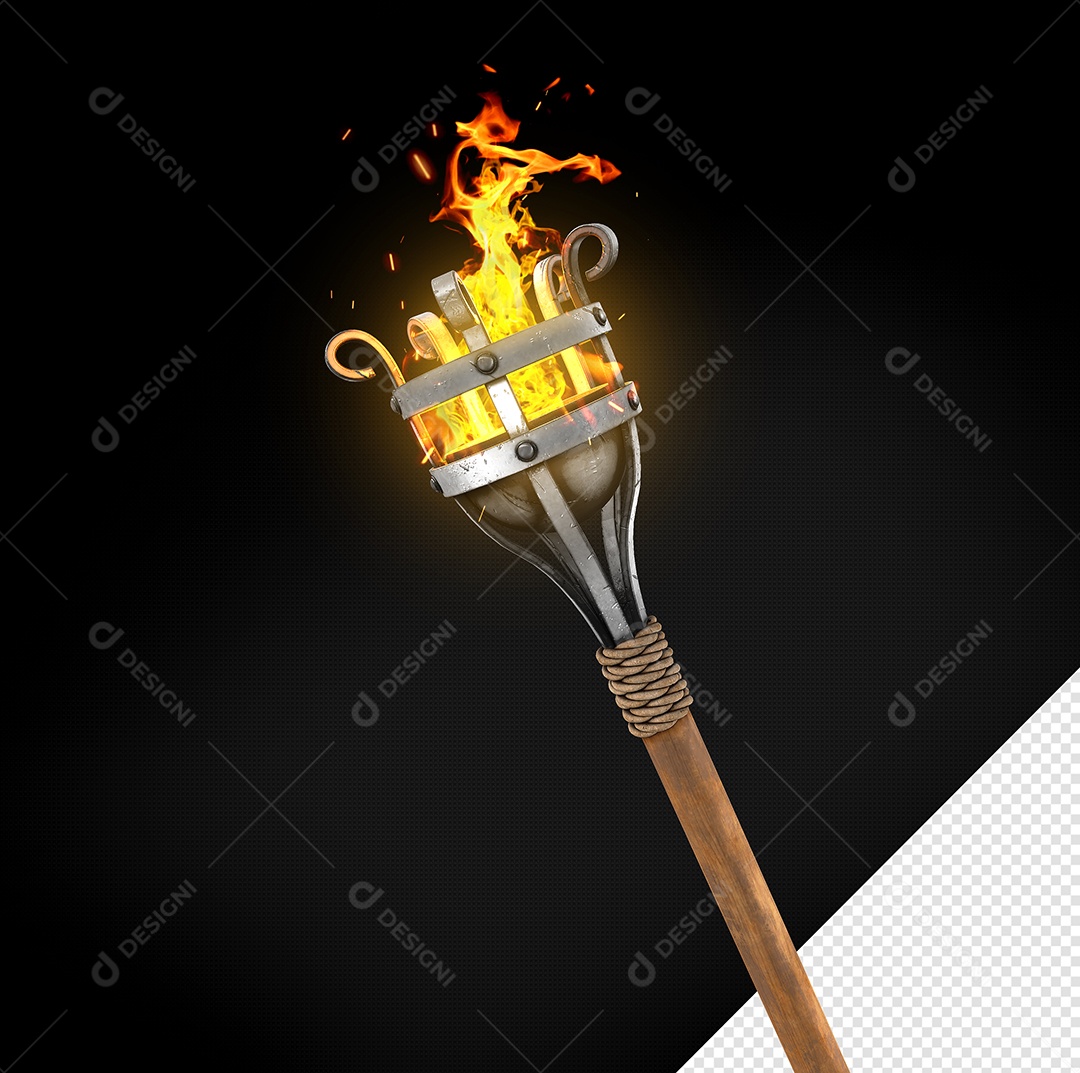Tocha De Fogo Elemento 3D Para Composição PSD
