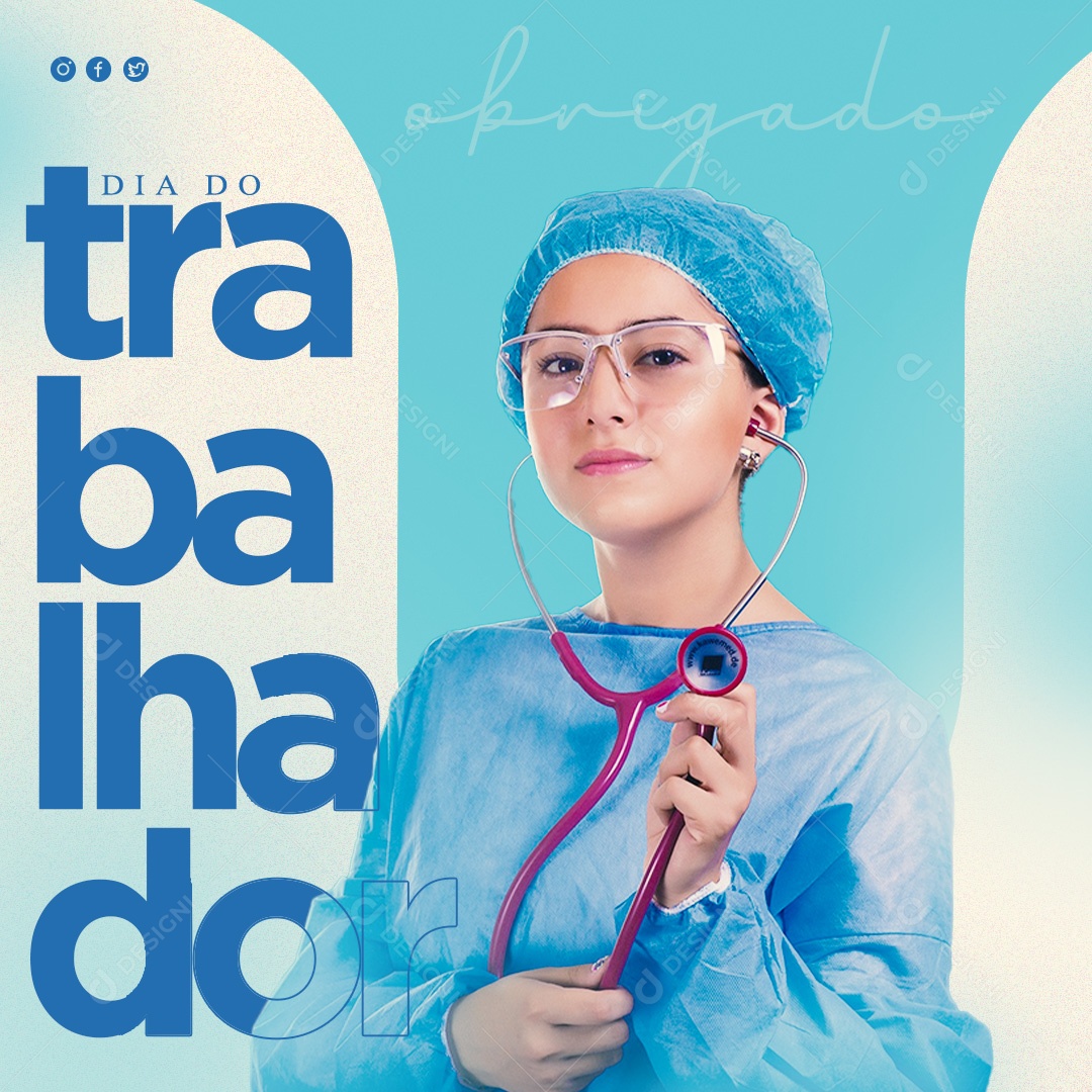 Social Media Dia Do Trabalhado Enfermeira PSD Editável
