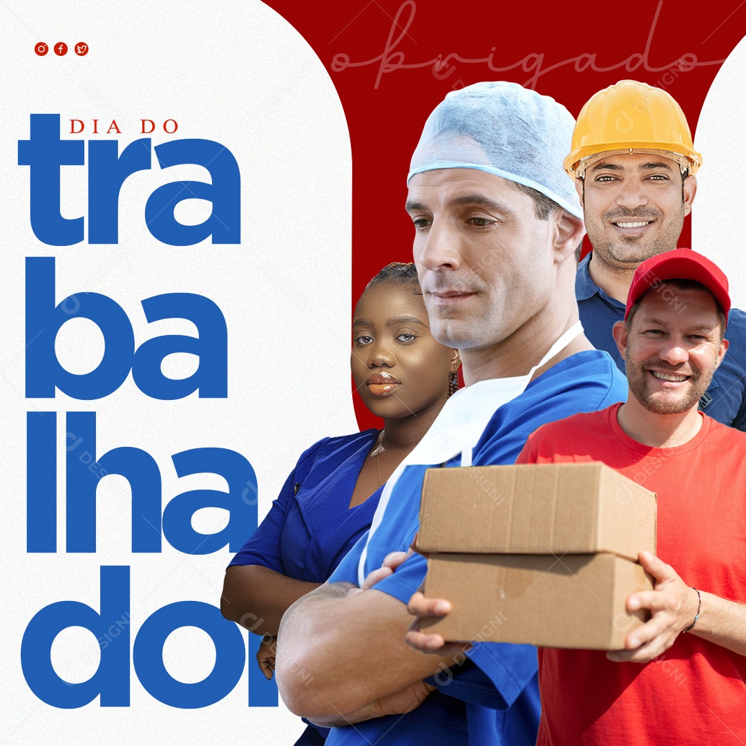 Social Media Dia Do Trabalhador Obrigado PSD Editável