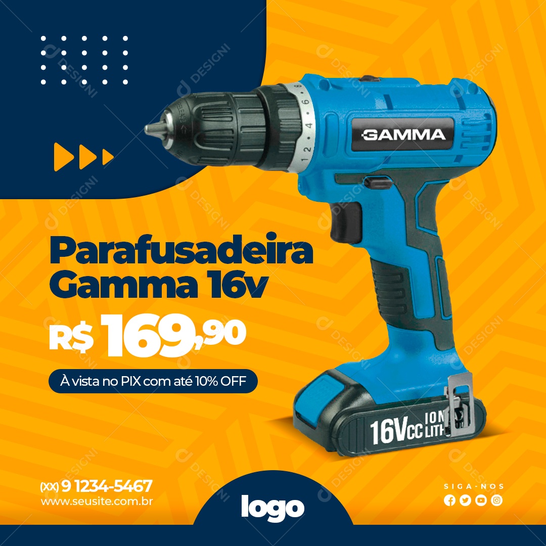 Parafusadeira Gamma Social Media PSD Editável