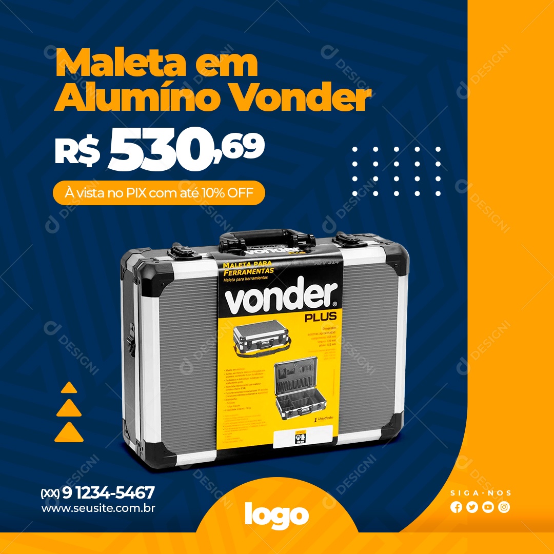 Maleta em Alumínio Vonder Social Media PSD Editável