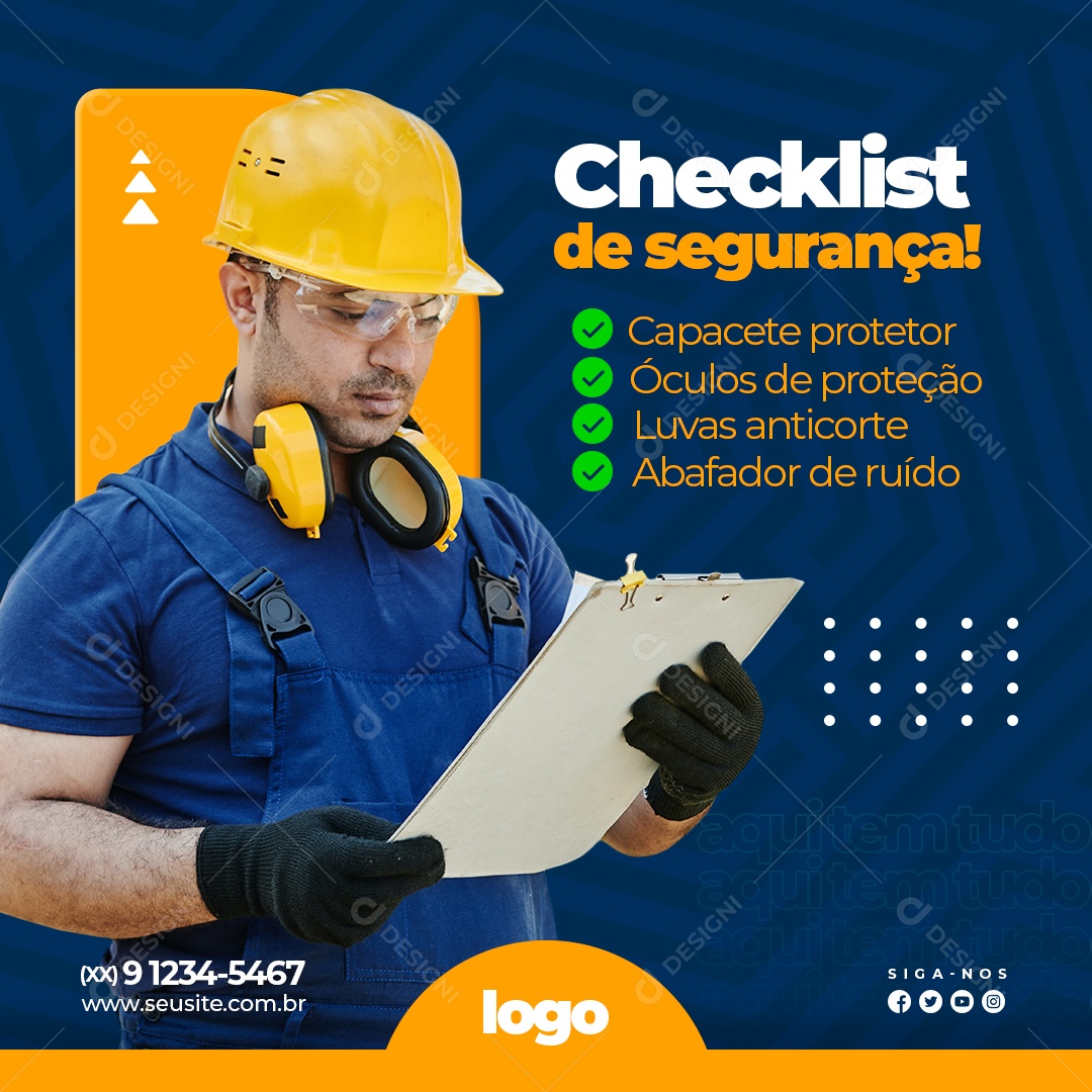 Checklist de Segurança Social Media PSD Editável