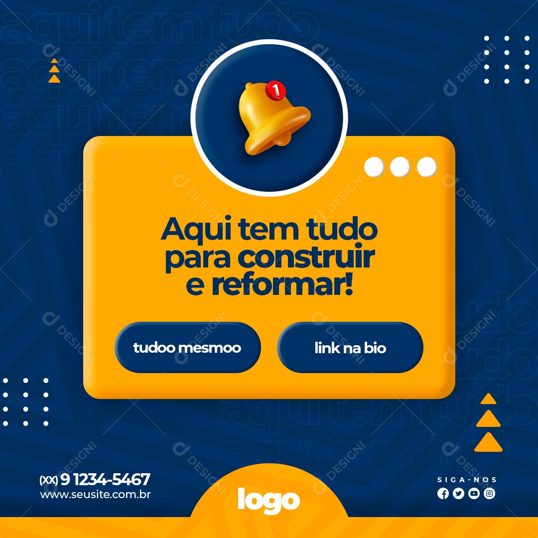 Aqui Tem Tudo Para Construir e Reformar Social Media PSD Editável