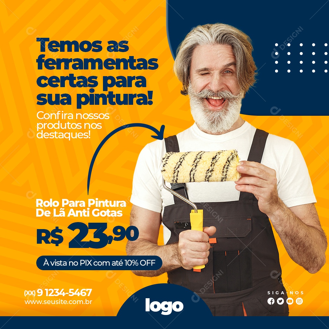 Temos as Ferramentas Certas Para Sua Pintura Social Media PSD Editável