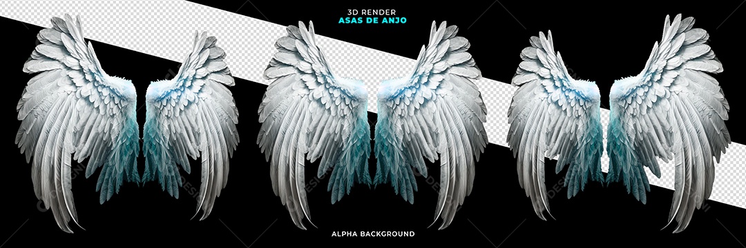 Asas De Anjos Branca Elemento 3D Para Composição PSD