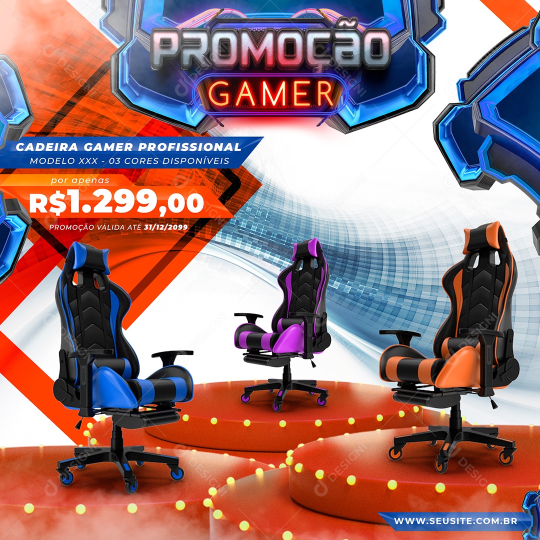 Social Media Super Promoção Cadeira Gamer PSD Editável