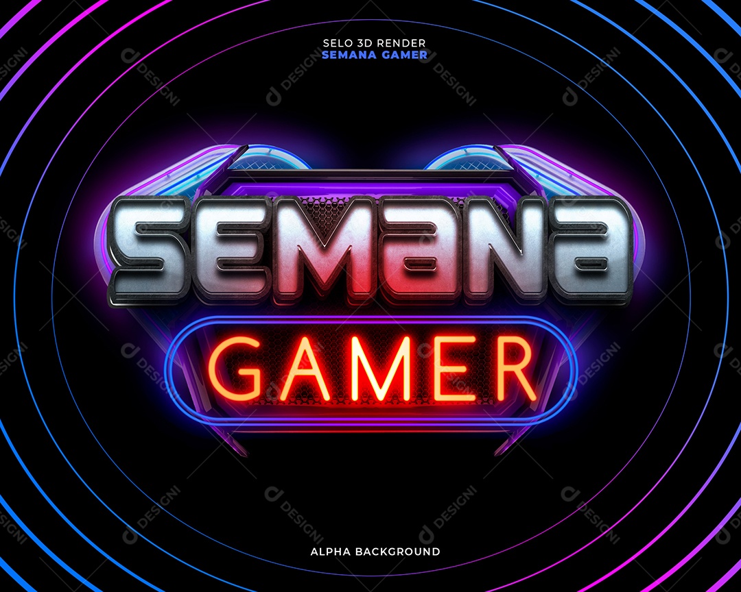 Selo 3D Semana Gamer Para Composição PSD