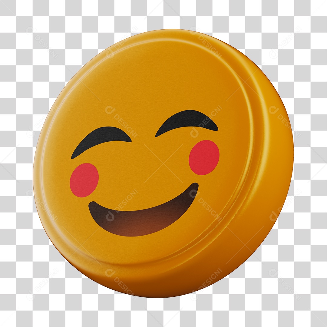 Emoji Envergonhado 3D Para Composição PNG Transparente