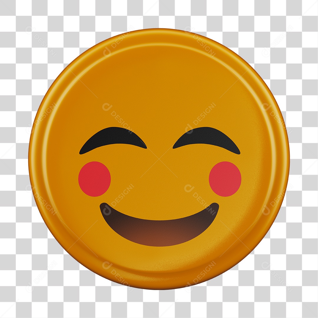 Emoji Envergonhado 3D Para Composição PNG Transparente