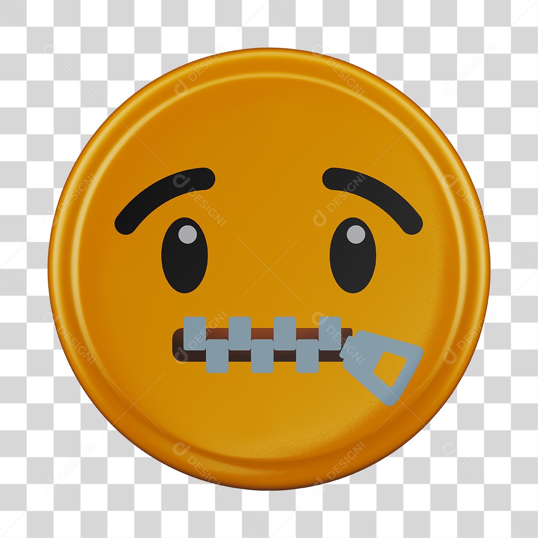 Emoji Zíper 3D Para Composição PNG Transparente