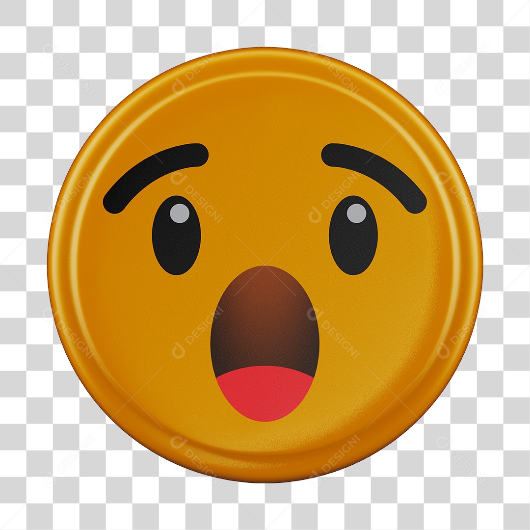 Emoji Surpreso 3D Para Composição PNG Transparente