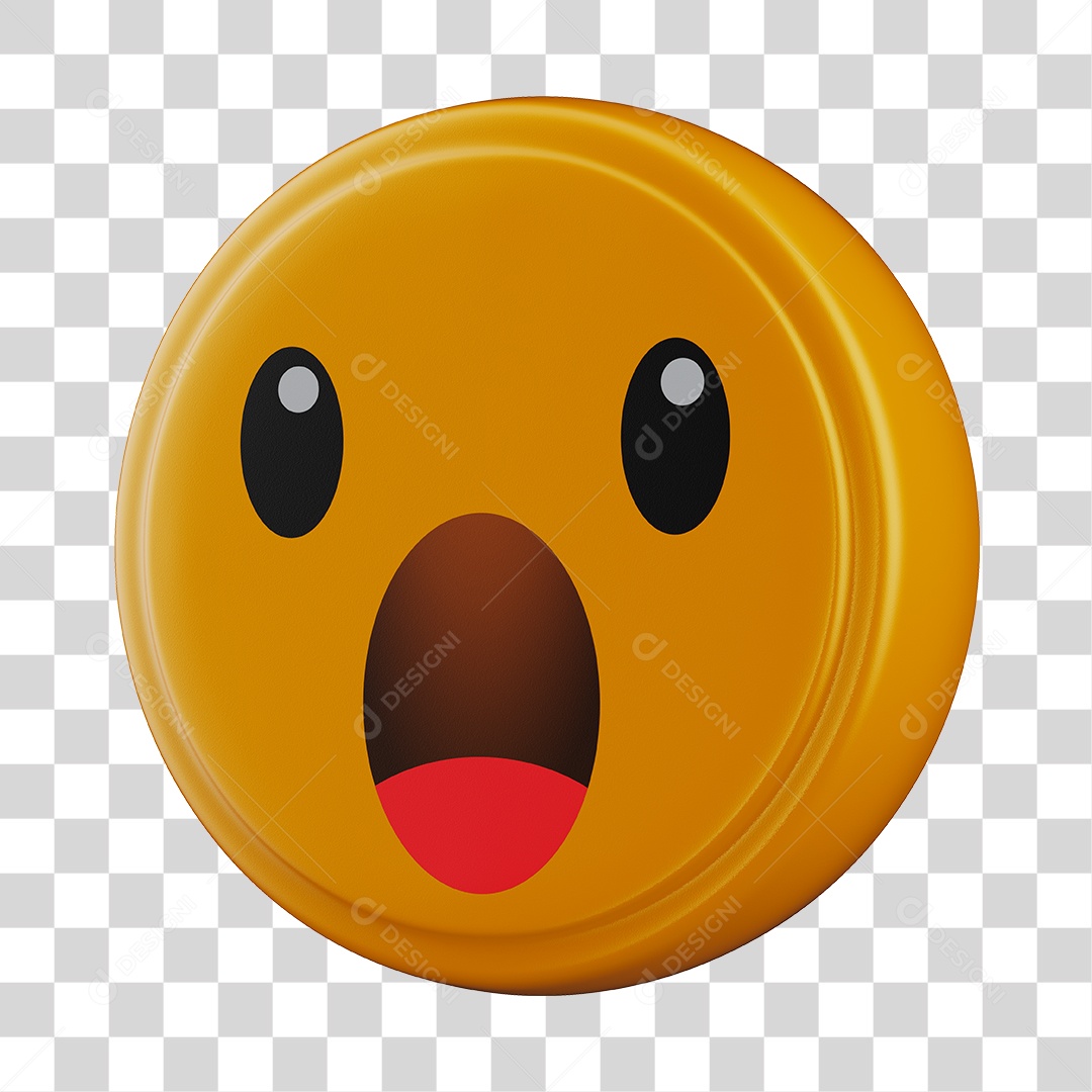 Emoji Surpreso 3D Para Composição PNG Transparente
