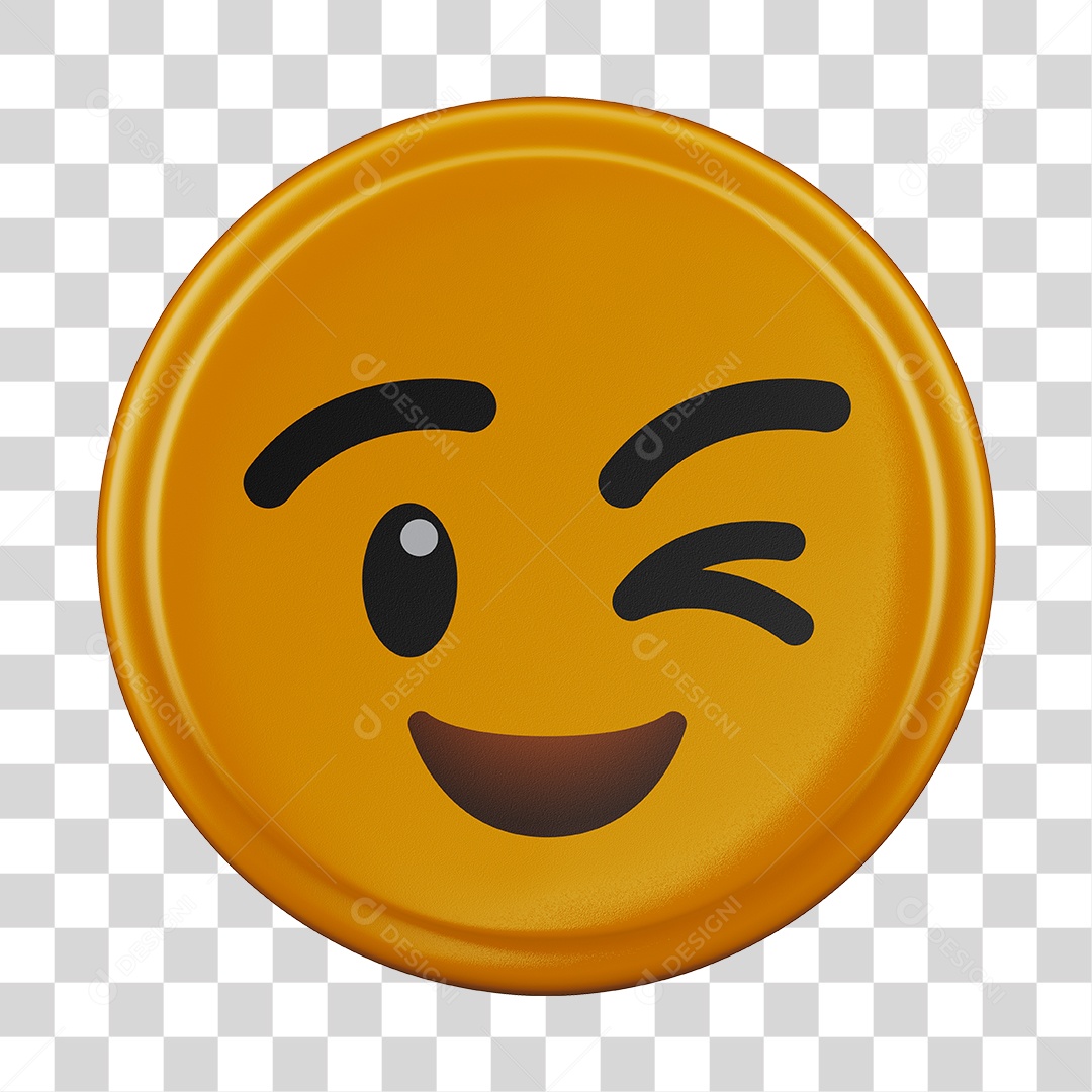 Emoji Piscando 3D Para Composição PNG Transparente