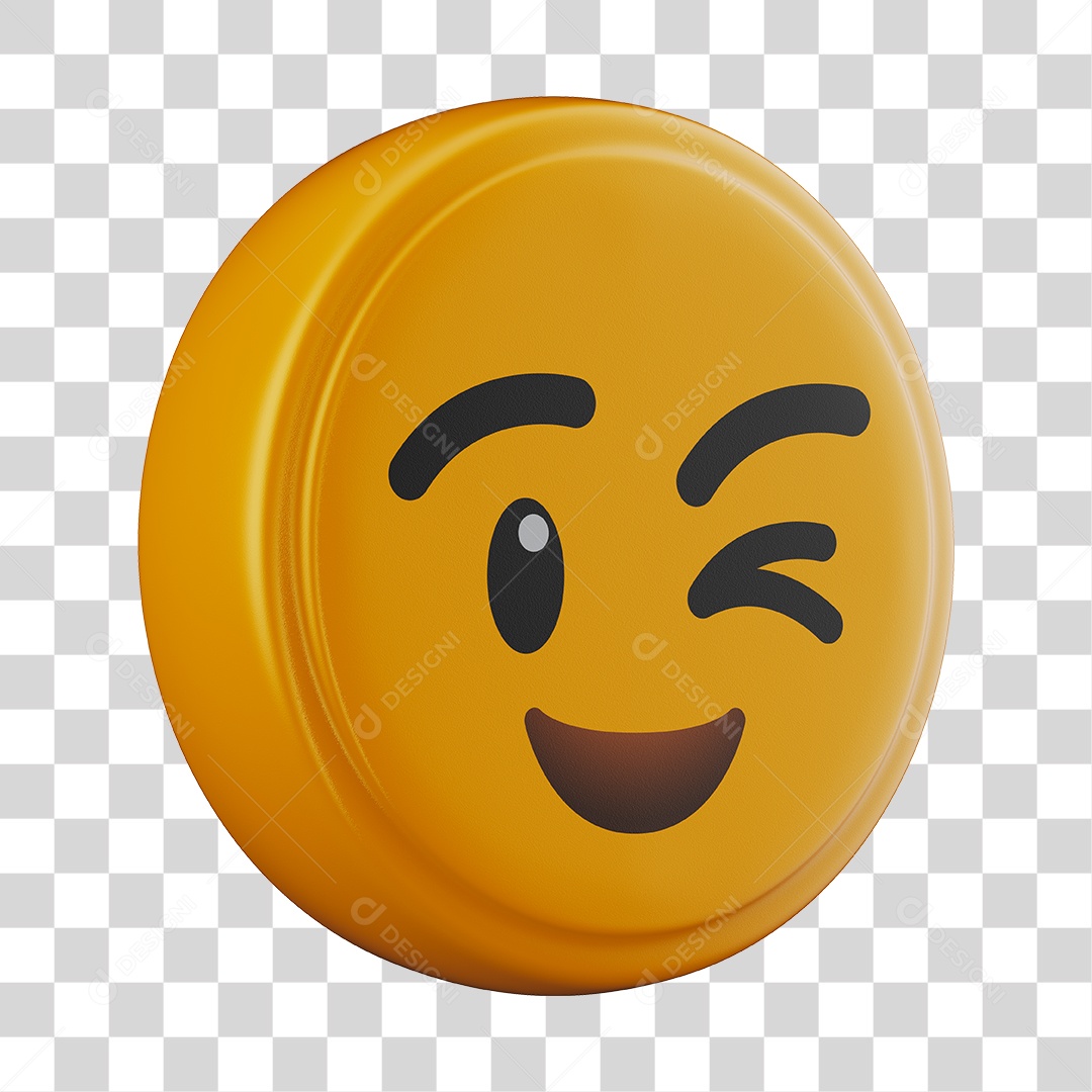 Emoji Piscando 3D Para Composição PNG Transparente
