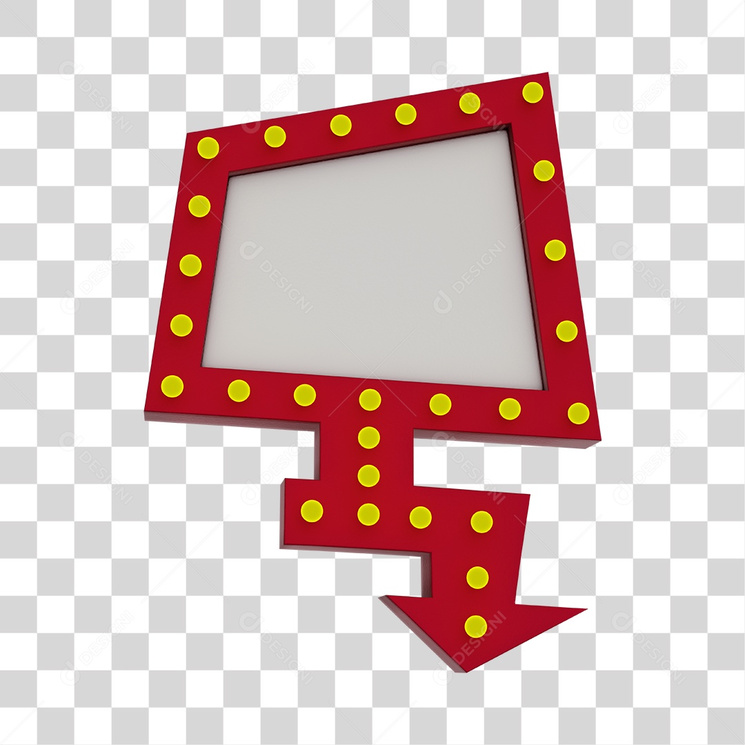 Seta Para Baixo Luminosa Com Lâmpadas Elemento 3D PNG Transparente