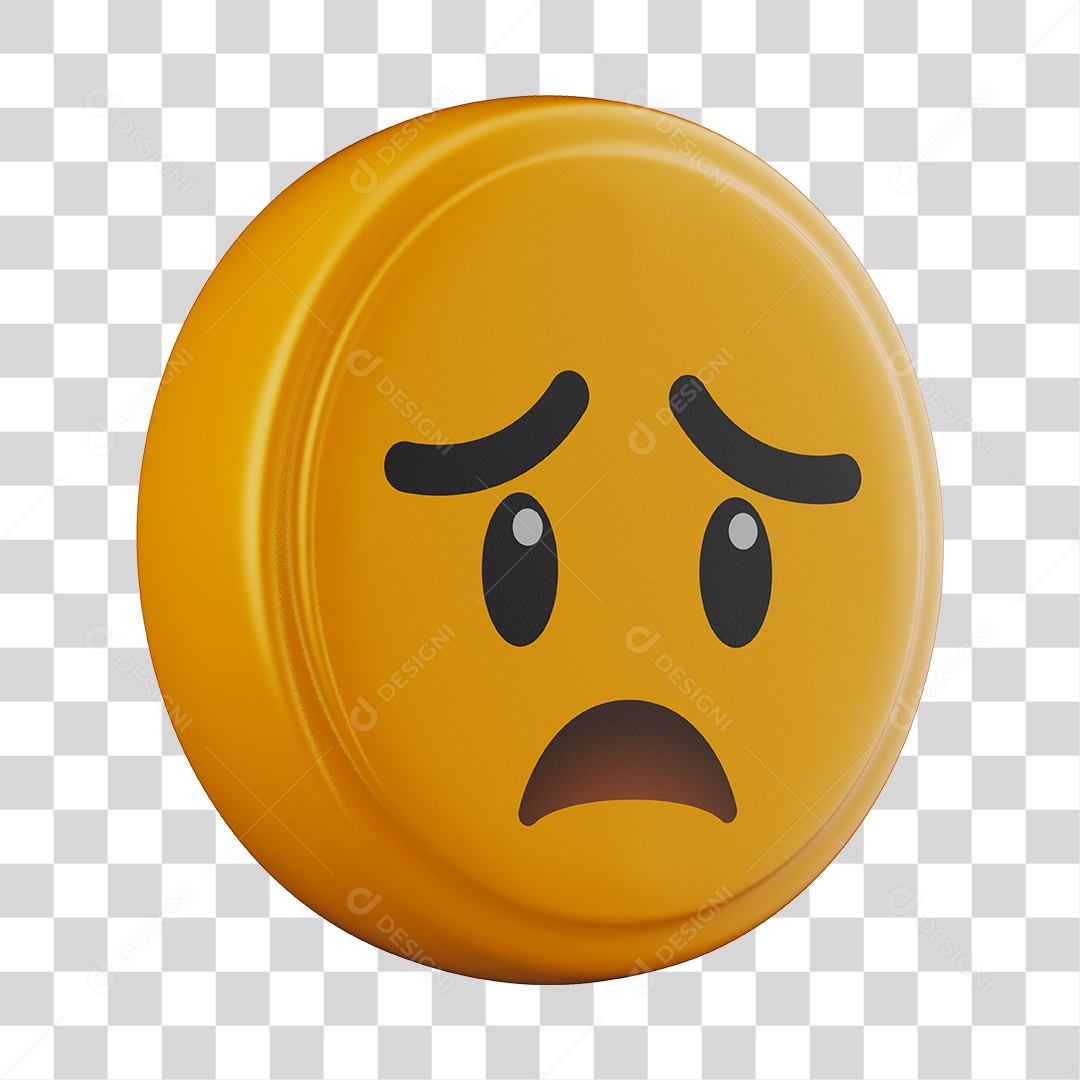 Emoji Triste 3D Para Composição PNG Transparente